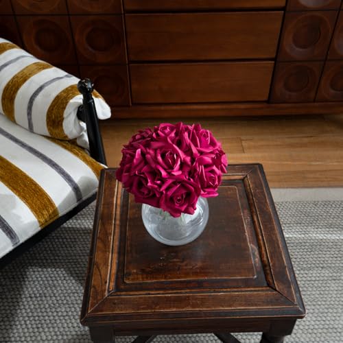 Artificial Roses-10-pcs Soft Touch Fake Flowers with Stems, Realistic Bridal Bouquet & Bulk Home Party Wedding Decor Roses - color: Rose Red 10pcs