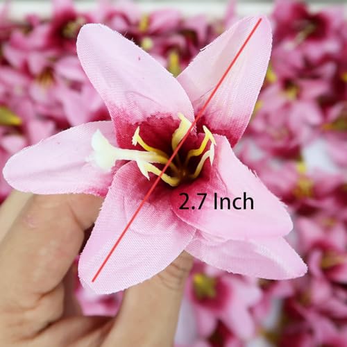 20 Pcs Artificial Lily Flower Head, Beanpastecolor | Fake Flowers Heads, Simulation Small Lily, DIY Handmade, Wedding Photography Party Home Decoration - color: Bean Paste Color