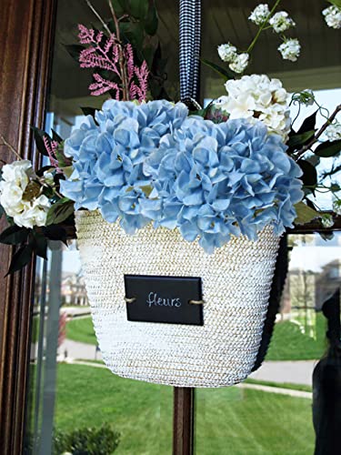 DILATATA 4 Pcs Dried Touch Hydrangeas Artificial Flowers 17" Tall Large Silk Hydrangea Stems Fake Hydrangea Arrangements for Home Office Table Centerpieces-Blue Hydrangea - color: Cool Blue, size: 4PCS