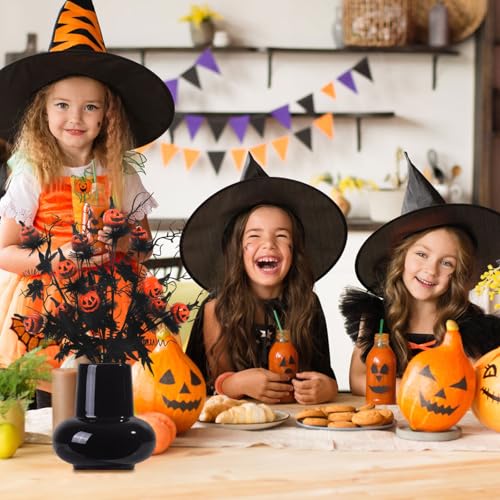 5 Pcs Halloween Decorations Indoor, 19.5 Inch Artificial Pumpkin Maple Leaf Floral Stems Halloween Branches Decoration for Home Party Arrangement Decor - color: A