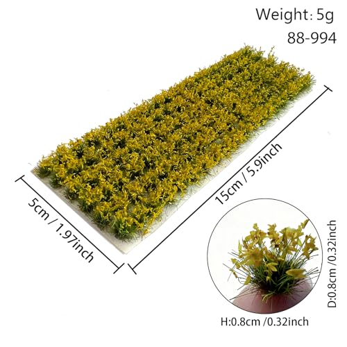 120 Pcs 8-Color Miniature Tea Garden Grass Tufts - Static Artificial Grass Plants for Diorama, Model Railway, Train Scene Decoration,Ages 14+ (0.8cm) (Autumn Yellow) - color: Autumn Yellow