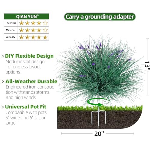 Fake Lavender Flowers with Greenery – 13'' Tall Artificial Lavender Plant, UV Resistant Faux Outdoor Decor for Garden, Patio, Lawn, Planters (2, Green) - color: Dark Green