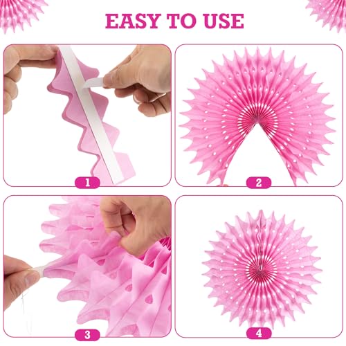 PAPER JAZZ Paper Flowers Hot Pink Paper Flowers Decorations for Wall Hanging Paper Fans for Valentine Floral Backdrop Decor Bridal Shower Birthday Party Galentine's Day - color: Hot Pink