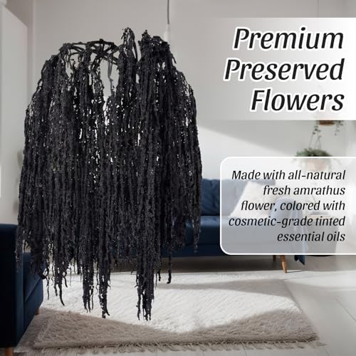 Suncalla 12 Pcs Black Spring Natural Dried Amaranthus Hanging Flowers Amaranthus Artificial Flowers for Wedding Arch Bouquet Floral Garland Wall Home Decoration (23 Inch) - color: Black