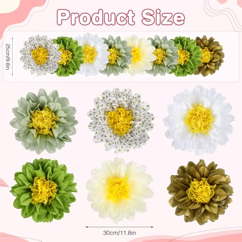 BestoFun 14 PCS Sage Green Tissue Paper Flowers – Elegant Party Decorations for Weddings, Baby Showers, Birthday, Bridal Showers, and Holiday Events - color: Sage Green