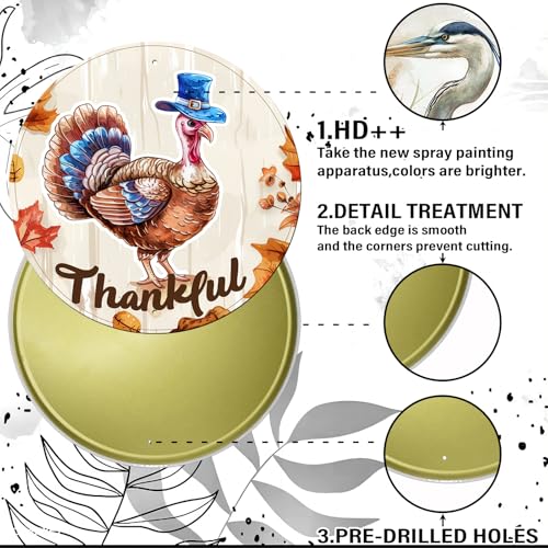 Vintage Thanksgiving Day Turkey Round Metal Sign Turkey Fall Sign Wall Art Rustic Wreath Wall Decoration for Indoor Outdoor Home Porch Window Decor 12 Inch - color: Thanksgiving 12, size: 12 inches