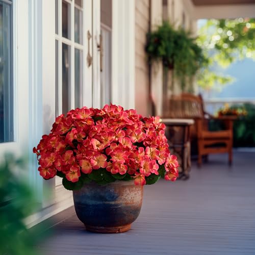 Artificial Crabapple Flowers for Outdoor 10 Pcs Artificial Chinese Flower Fake Flowers with Stems Silk Realistic Floral Arrangement for Front Door Porch Planter Patio Balcony (Orange) - color: Orange
