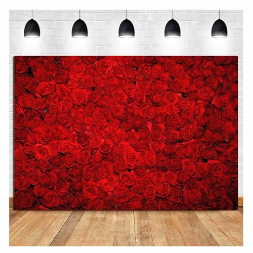 Valentine's Day Red Rose Backdrop Mother's Day Flower Wall Banner Romantic Themed Party Decorations Photography Background Birthday Wedding Bridal Shower Photo Booth Shooting Studio Props - size: 120x80cm