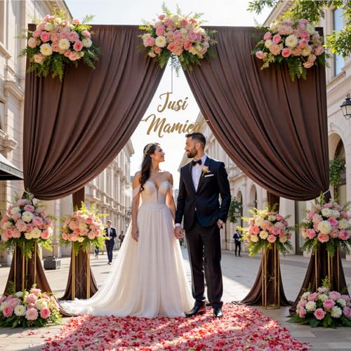 10ftx12ft Brown Backdrop Curtains for Parties, Wrinkle Free Polyester Brown Photo Backdrop Drapes 2 Panels 12 ft Long Back Drop Cloth for Wedding Birthday Photography Background Party - color: Brown, size: 5ft(W)x12ft(H)_2 Panels