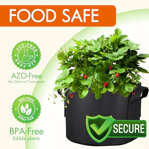 Gardzen 6-Pack 3 Gallon Grow Bags, 300G Thickened Nonwoven Fabric Pots with Handles, Heavy Duty Aeration Plant Bags for Gardening and Container Growing - size: 3 Gallons