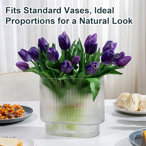 Bailikang 20PCS Fake Tulips 12' Artificial Tulip Silk Flowers Fake PU Bouquet Artificial Flowers Faux Flowers with Gift Box Soft Faux Tulips Bouquets Arrangements for Party Wedding Home - color: Light Purple