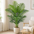 4ft Artificial Palm Tree Indoor Plant Tall Fake Tropical Paradise Palm Tree in Pot with Real Bark Design Faux Areca Palm Tree for Home Office Living Room Bedroom Farmhouse Modern Decor 1pcs - size: 4ft