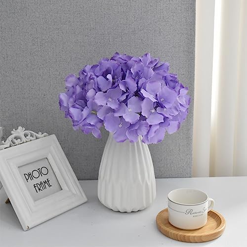 FagusHome Silk Hydrangea Heads 36 Pcs Artificial Flowers Heads and 3 Dozens Stems Fake Hydrangea Flowers with Stems for Home Wedding Decor (Light Purple) - color: Light Purple