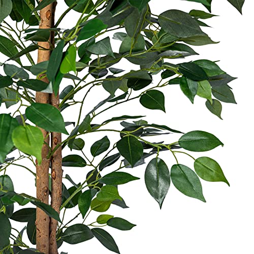 HAIHONG 2Packs 4FT Artificial Ficus Trees with Realistic Leaves and Natural Trunk, Faux Ficus Tree with Sturdy Plastic Nursery Pot, Fake Ficus Tree for Office Home Farmhouse for Indoor Outdoor Decor - color: Ficus Tree, size: 2Packs 4FT