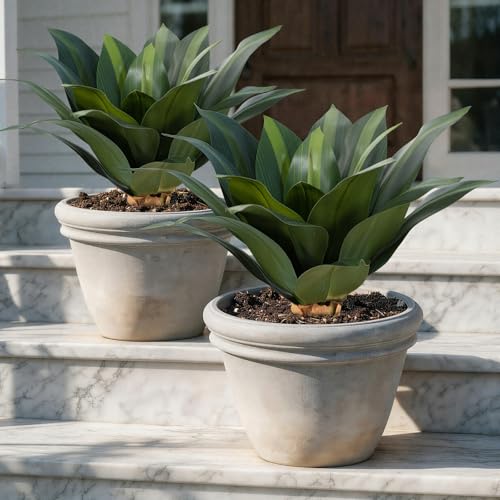 Artificial Agave Plant 27.95Inch Artificial Agave Plants Outdoor Set, Large Fake Plants Indoor for Home Decor, Realistic UV Resistant Faux Succulents Plants Without Pot, Set of 2 - color: Agave, size: 27.95in