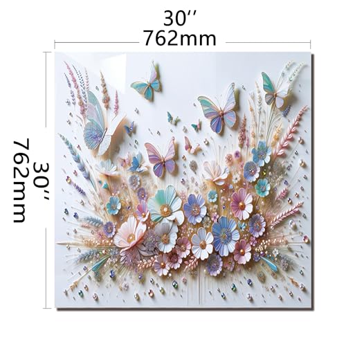 DAIFURONGE Butterfly Tempered Glass Backsplash for Kitchen, 30" x30'' | Frameless,Easy to Clean - size: 30"L x 30"W