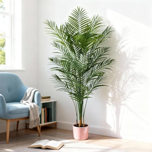 Artificial Palm Tree Indoor 6ft, Large Fake Tropical Areca Palm Tree with 18 Trunks, Faux Dypsis Lutescens Floor Plant in Pot for Indoor Outdoor Home Office Decor & Housewarming Gift - size: 6ft