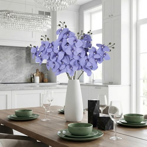 6 Pcs Light Purple Artificial Orchid that Look Real Phalaenopsis Orchid Flowers 30" Velvet Silk Fake Orchid Stems for Tall Vase Wedding Party Centerpieces Home Decor (Light Purple) - color: Light Purple
