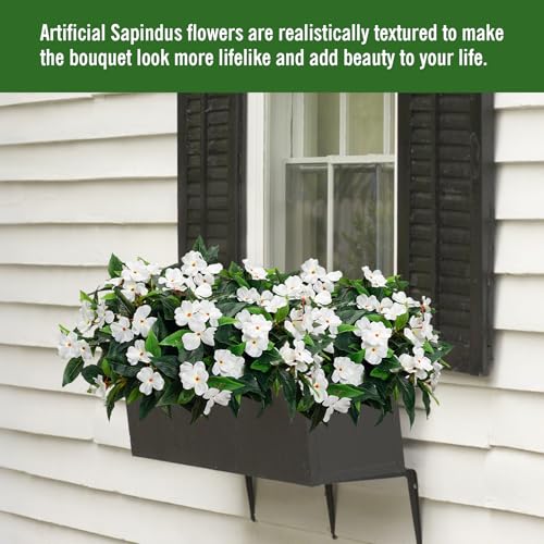 Fake Flowers Artificial Flowers for Outdoor，White Artificial Impatiens Bouquet Flowers for Outdoors，Spring Flowers Artificial Impatiens Outdoor Silk Fake Flowers Indoor Decor 4pcs(White) - color: White-4