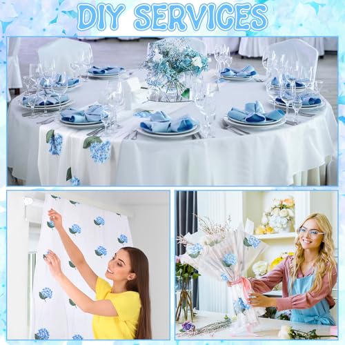 Hydrangea Floral Table Runner 29.5 x 118 Inch Embroidery Wildflower Tulle Table Runner Summer Gauze Home Decor for Wedding Birthday Baby Shower Party Dining Decor DIY - style: Hydrangea