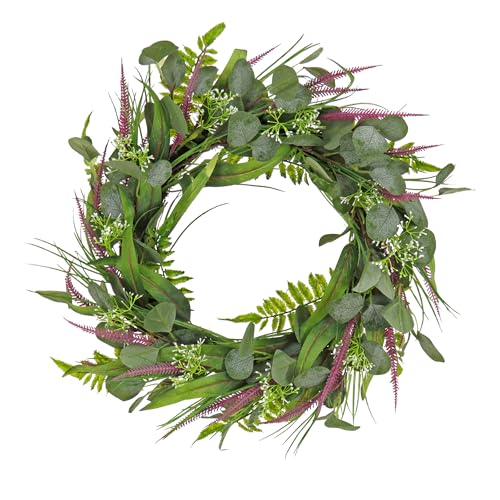 National Tree Company 22 Inch Artificial Wreath with Lavender and Eucalyptus Leaves, Realistic Floral Decoration for Front Door or Indoor Décor