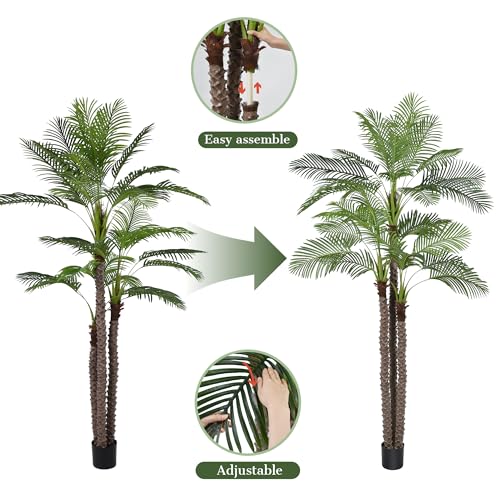 10FT Artificial Palm Tree - Tall Fake Palm Tree with 36 Lifelike Leaves & Realistic Trunk, 120" Large Faux Tropical Phoenix Palm Plant for Home Living Room Poolside Office Hotel Mall Decor - size: 10ft