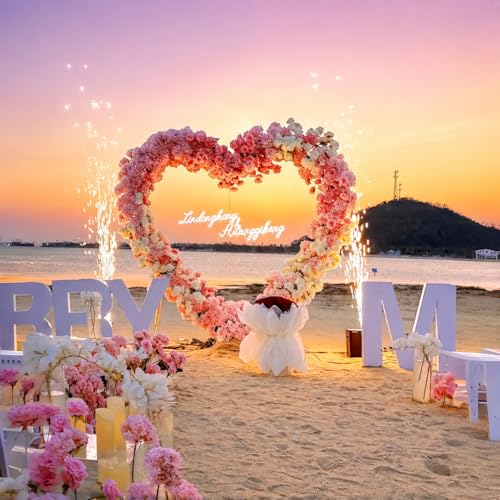 6.7FT Heart Arch Stand for Proposal, Metal Balloon Arch Frame for Wedding Valentine's Day Engagement Birthday Party Baby Shower Decorations (White) - color: White