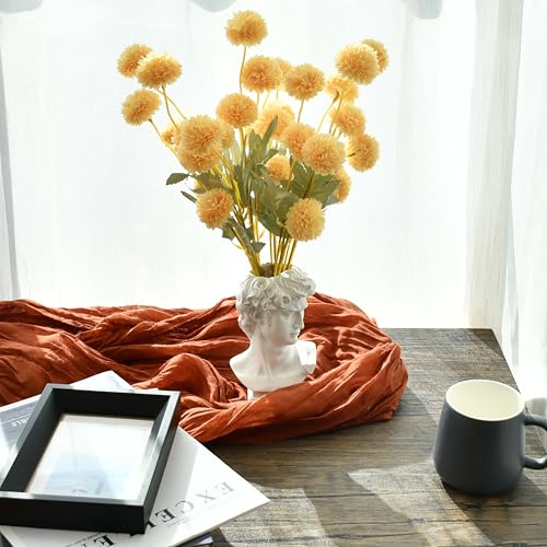 Mandy's 6 Stems Silk Yellow Kiku Ball Flowers | Artificial Chrysanthemum Stems for Home Summer Décor Realistic Faux Floral Arrangement Minimalist Elegant Style - color: Yellow