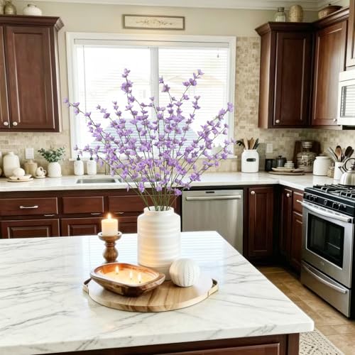 6 Pcs Artificial Forsythia Branches Fake Wildflowers Purple 41" Silk Flowers with Long Stems Faux Spring Flowers for Tall Vase Indoor Home Decor Dining Table Centerpieces Party Wedding Outdoor - color: Purple
