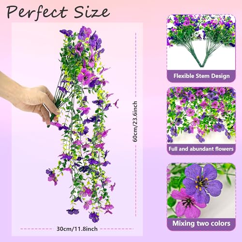 bealy 4 Pcs Artificial Fake Hanging Flowers Plants for Outdoor Outside Decoration,Spring Summer Fake Silk Daisy with Eucalyptus UV Resistant Realistic Trailing Vines for Balcony Patio Porch,No Fade - size: 4 pack