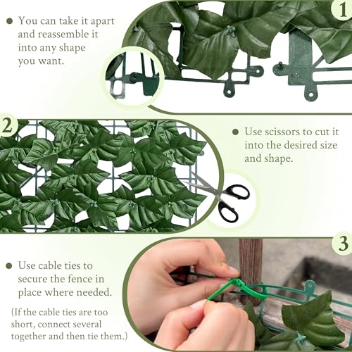 ODTORY Artificial Ivy Privacy Fence Wall Screen,40X120 in UV-Anti Faux Greenery Backdrop Ivy Vine Leaf Hedges Fence Panels for Patio, Balcony, Garden, Backyard Indoor Outdoor Green Wall Decor - size: 40 in x 120 in- Vine Leaf 1