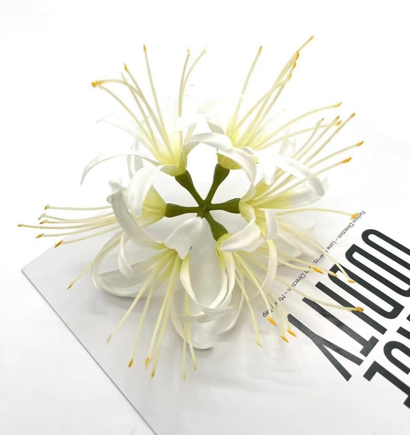 Silk Spider Plant Fake Flowers Heads,Artificial Flowers Spider Silk Flowers for Crafts,Fake Flowers Bulk,Artificial Flowers for Cake Decoration Wedding Party Birthday Home Décor (9, White) - color: White