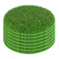 Yardwe 8Pcs Round Miniature Artificial Grass Mats for DIY Fairy Gardens - Realistic Simulation Lawn with Green Moss Turf Decorative Dollhouse and Outdoor Garden Craft Supplies