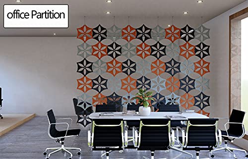 Hanging Room Divider-12Pcs 3D DIY Hexagram Felt Surface High Density Polyester Fiber Board Flower Venus 14"x12" Cut Room Home Office Decoratio Screen Partition(Silver Grey) - color: Silver Grey