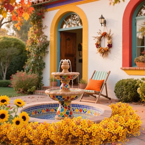 Grunyia 16 Bundles Artificial Fall Mums Outdoor UV Resistant, Fake Silk Plants No Fade Faux Greenery for Garden Porch Patio - Autumn Thanksgiving Christmas Home Decor (Fall Yellow) - color: Fall Yellow