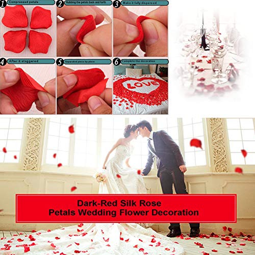 1000 Pieces Burgundy Artificial Silk Rose Petals Flower Decoration Wedding Party Color Burgundy - color: Burgundy