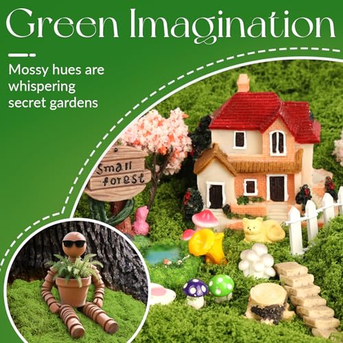 5.3OZ Artificial Faux Moss Fake Green Moss for Crafts Plants Indoor Fairy Garden DIY Decorative Walls Glass Containers Model Making Home (Light Green) - color: Light Green