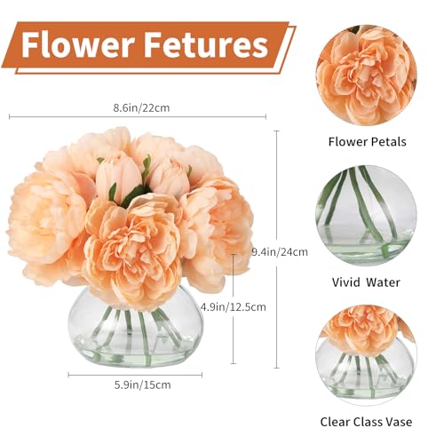 GarveeHome Artificial Peony Flower, Faux Peony Flowers Stems for Vase, Silk Fake Flowers for Home Table Office Wedding Party Decor (Peony, Champagne) - color: Peony, Champagne
