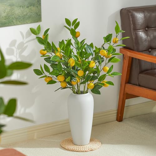 Heleze 36 Inch Artificial Lemon Branches for Vases Greenery Stems with Faux Fruits Realistic Lifelike Fake Lemon Tree Branch for Home, Dining Table, Kitchen Decor