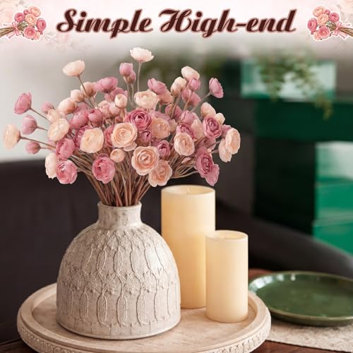 XunYee 60 Pcs Dusty Rose Artificial Ranunculus Flowers Bulk Faux Ranunculus Bouquet Realistic Silk Pink Rose Flowers Decoration for Wedding, Home, DIY Bouquet, Centerpieces, Bridal Shower, Arrangement