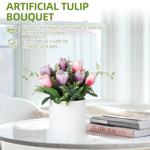 10 Real Touch Lilies, Lifelike Artificial Flowers for Wedding Decor, Home Garden Accents, and Elegant Easter Centerpieces - color: Purple Pink, size: porcelain