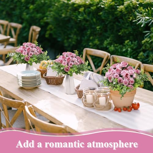 Zeyune 8 Pack 12 Inch Wedding Bouquets for Bride Bridesmaid Red Artificial Rose Bouquet Fake Silk Roses Flowers Bunches Bulk for Home Office Garden Parties(Dusty Pink) - color: Dusty Pink
