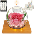Preserved Pink Carnation Real Rose in Glass with Scented Candles–– Forever Flower Romantic Anniversary Christmas Birthday Valentines Mothers Day Gifts for Mom, Women, Wife, Girlfriend, Her, Grandma - color: Pink Carnation
