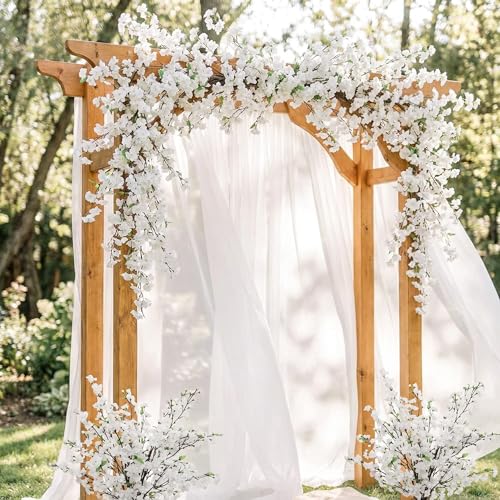Larksilk 40" White Cherry Blossom Branch – Tall Artificial Sakura Stem for Floor Vases, Wedding Arches & Spring Home Decor | Real-Touch Faux Japanese Cherry Blossom for Centerpieces - color: White