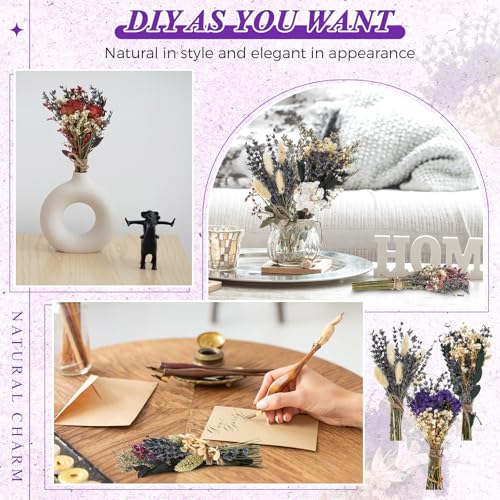 Layhit 24 Pcs Boho Dried Flower Bouquet Mini Wedding Handmade Dry Flowers Decor for Vase Crafts DIY Photo Boutonniere for Men Floral Plant for Bridesmaid Gift Birthday Decor (Lavender) - style: Lavender