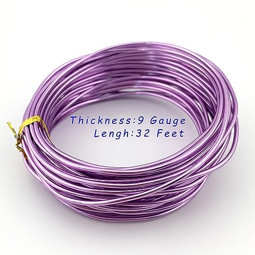11 Yard Aluminum Wire Bendable Metal Wire Jewelry Craft Wire Beading Floral Making Jewelry Making Doll Making (9 Gauge, Light Purple) - color: Light Purple, size: 9 Gauge