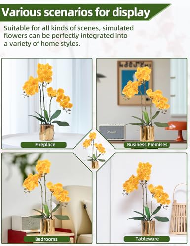 Artificial Orchid Flowers Set Fake Phalaenopsis Flower Faux Butterfly Orchid Real Touch Orchid for Wedding Home Office Party Hotel Yard Decoration Restaurant - color: Yellow
