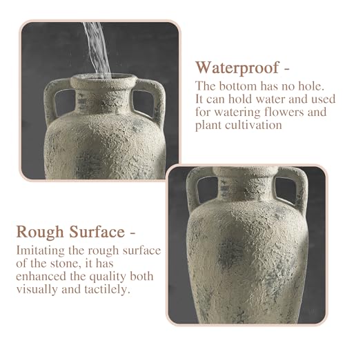 Large Vase with Handle - Ceramic Rustic Vase, 11.41 inch Tall Terracotta Flower Vase with 2 Handles, Decorative Vases for Home Decor, Dining Table, Living Room, Kitchen, Office - color: 103-3-11.4in