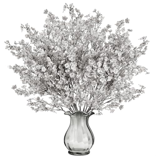 Sggvecsy 15 Pcs Babys Breath Artificial Flowers Gypsophila Bouquets Bulk Real Touch Fake Silk Flowers for Home DIY Floral Arrangement Table Centerpiece Fall Thanksgiving Autumn Decoration (Grey) - color: Grey, size: 15Pcs