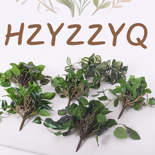 6 Pack Artificial Potted Plants - Fake Trailing Greenery with Unique Variegated/Striped/Dark-Veined Leaves - Small Faux Plants for Desk, Bathroom, Shelf Decor - No Watering Needed